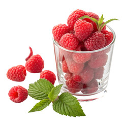 Fresh raspberries in the glass