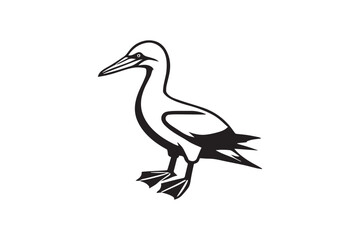  black and white simple Gannet bird vector silhouette 
