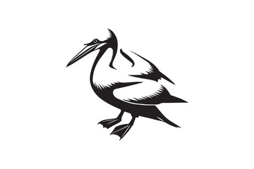  black and white simple Gannet bird vector silhouette 