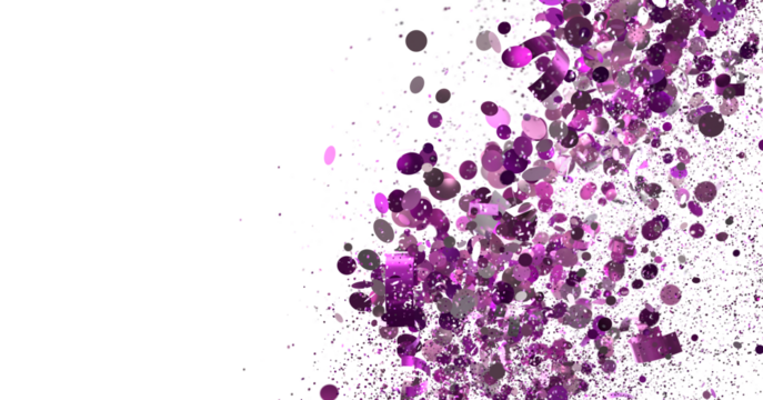 Festive purple confetti explosion, ideal for celebrations, party invitations, and celebratory designs.