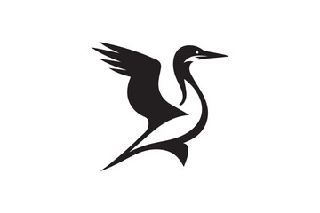  black and white simple Gannet bird vector silhouette 
