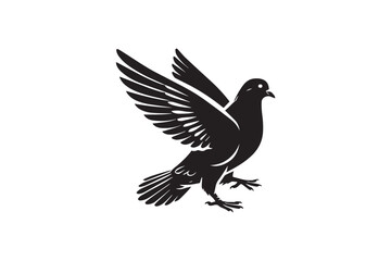  black and white simple pigeon vector silhouette 