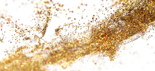 Abstract image of golden glitter explosion, perfect for celebratory designs and backgrounds.