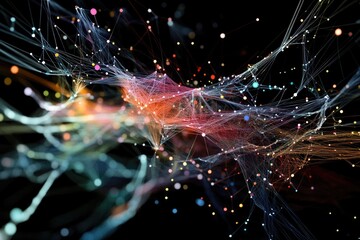 Fototapeta premium Abstract Colorful Network Visualization Of Data Connections