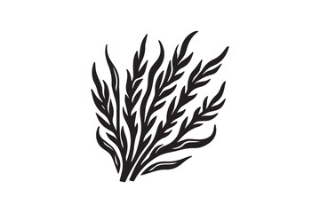  black and white simple Seaweed vector silhouette 