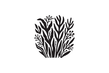  black and white simple Seaweed vector silhouette 