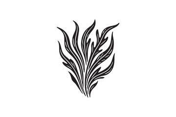  black and white simple Seaweed vector silhouette 