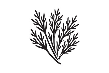  black and white simple Seaweed vector silhouette 