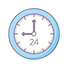 24 hour clock icon, 24 hour clock vector illustration-simple illustration of 24 hour clock, perfect for 24 hour clock logos and icons