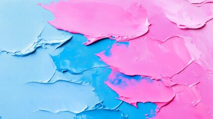 Obraz premium Abstract Blue Pink Impasto Texture Painting - Vibrant blue and pink impasto texture. Symbolizing energy, contrast, creativity, duality, and artistry.