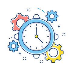 clock with gears icon, clock with gears vector illustration-simple illustration of clock with gears, perfect for clock with gears logos and icons