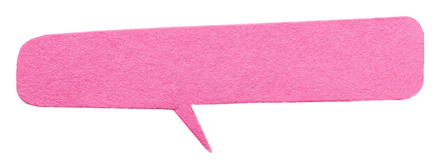 Pink blank cut out cardboard paper speech bubble with round rounded corners rough edges, copy space for text on transparent png background design element © MikeCS Images