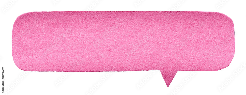 Poster Pink gradient blank cut out cardboard paper speech bubble with round rounded corners rough edges, copy space for text on transparent png background design element