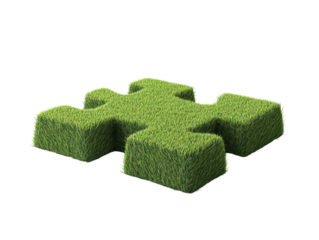 Isolated Green Grass Puzzle Piece Structure