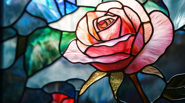 Stunning Stained Glass Rose Window Art