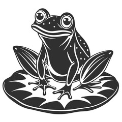 Whimsical Frog Sitting On A Lily High Quality Editable Vector Design And Illustration