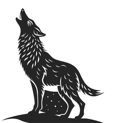 A Striking Wolf Silhouette Howling At The Moon High Quality Editable Vector Design And Illustration