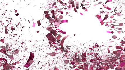 Festive pink confetti burst, ideal for party invitations, celebrations, and celebratory designs.