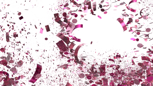Festive pink confetti burst, ideal for party invitations, celebrations, and celebratory designs.