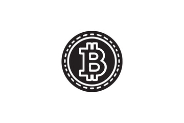 Fototapeta premium black and white simple bitcoin vector silhouette 