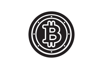 Fototapeta premium black and white simple bitcoin vector silhouette 