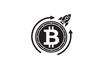  black and white simple bitcoin vector silhouette 