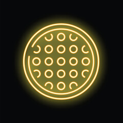 Yellow neon sign depicting a golf ball with a glowing effect, ideal for sports bars or golf themed designs