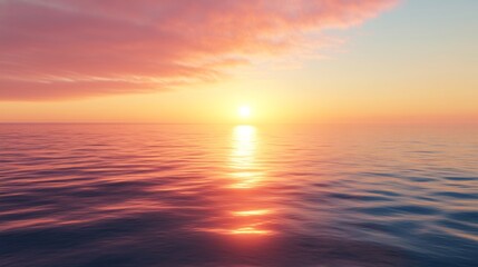 Fototapeta premium Serene Sunset Over the Ocean: Breathtaking Seascape