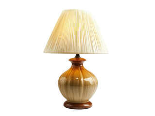 Isolated Beige Pleated Lampshade Table Lamp