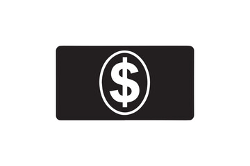  black and white simple doller sign note vector silhouette 