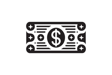  black and white simple doller sign note vector silhouette 