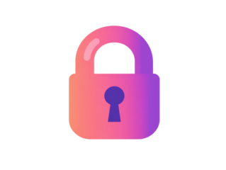 Isolated Gradient Pink and Purple Padlock