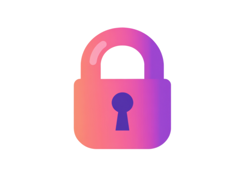 Isolated Gradient Pink and Purple Padlock