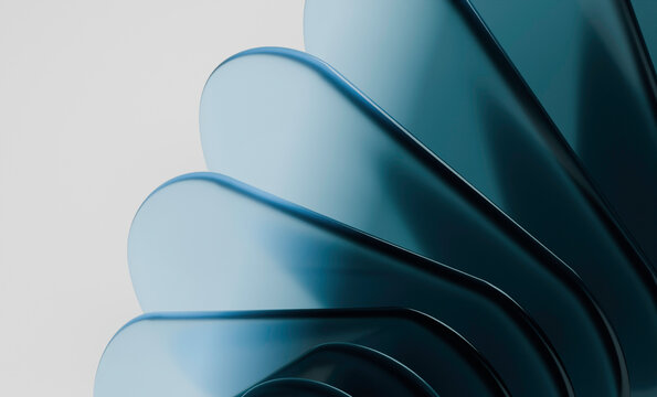 3D Render of Metallic Ribbon-Like Curves in Dynamic Formation