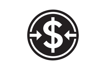  black and white simple doller sign note vector silhouette 