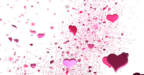 realistic isolated heart confetti on the transparent background for decoration and covering. Concept of Happy Valentine's Day,