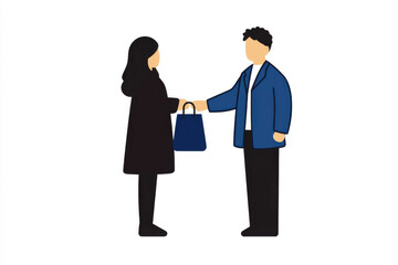 A man and a woman are shaking hands