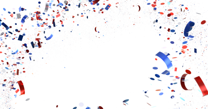 Confetti - Festive background with confetti in the shape of Confetti in the color of the American flag. US independence day.