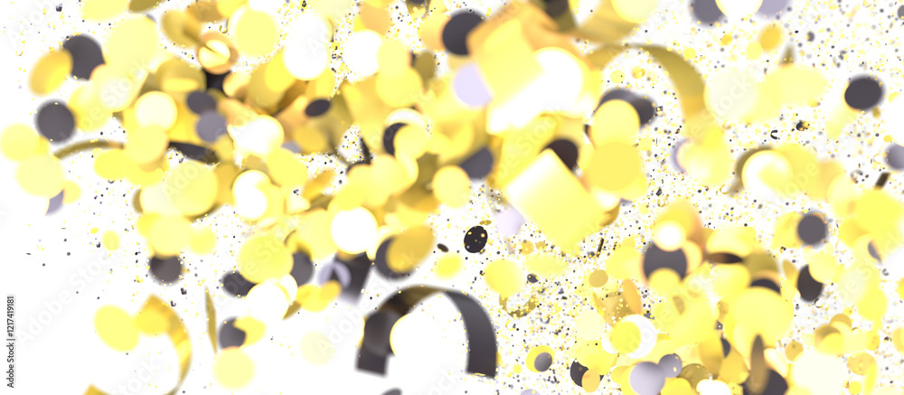 Poster Abstract background with colorful discs exploding and scattering on a white background. Perfect for modern designs.