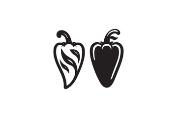  black and white simple Capsicum vector silhouette 