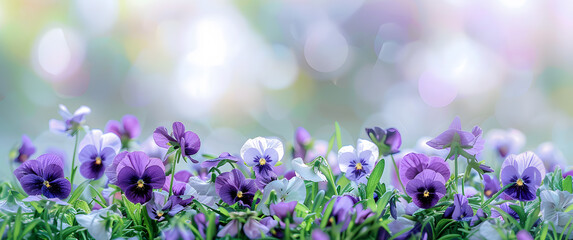 Beautiful pansies in pastel colors