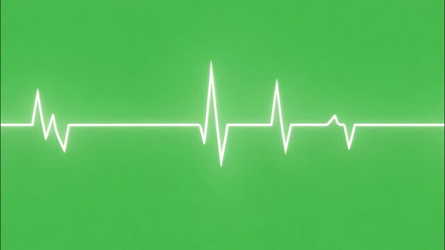 ecg waveform drawing process on green screen background, glowing pulse line forming heartbeat rhythm, perfect for medical visuals
