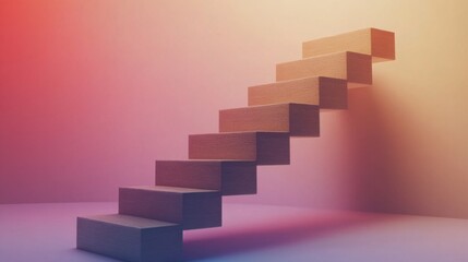 Fototapeta premium Geometric Wooden Staircase Design in a Modern Space