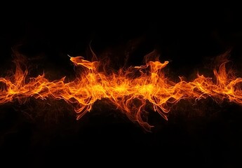 Fototapeta premium Flaming texture, burning flames on a black background
