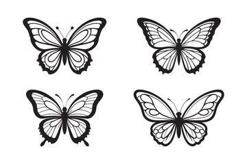 Butterfly Silhouette Icon Set for Creative Designs