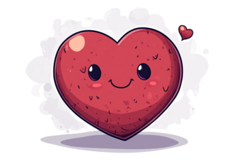 A simple, flat vector illustration of a red heart on a transparent background PNG.