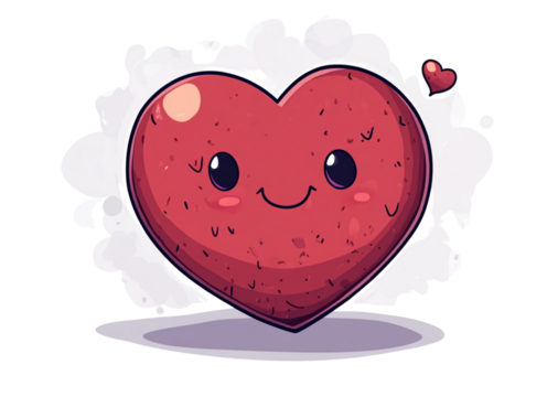 A simple, flat vector illustration of a red heart on a transparent background PNG.
