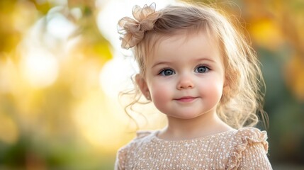 Fototapeta premium Radiant Toddler Girl's Portrait in Golden Light