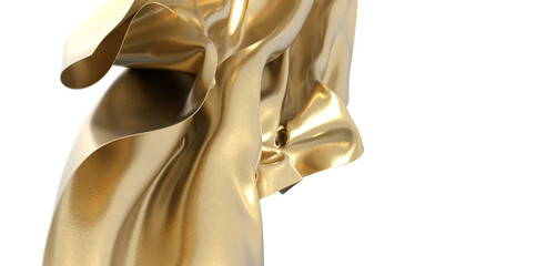 Golden fabric flowing in the wind Luxurious and elegant