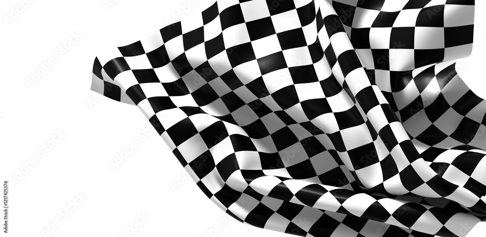 Poster the checkered flag waves signaling the finish line